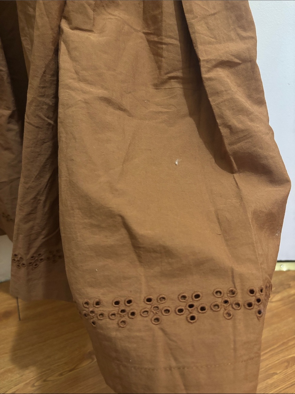 Free People Rust Brown Eyelet Lace-Up Dress Top - Picture 5 of 13